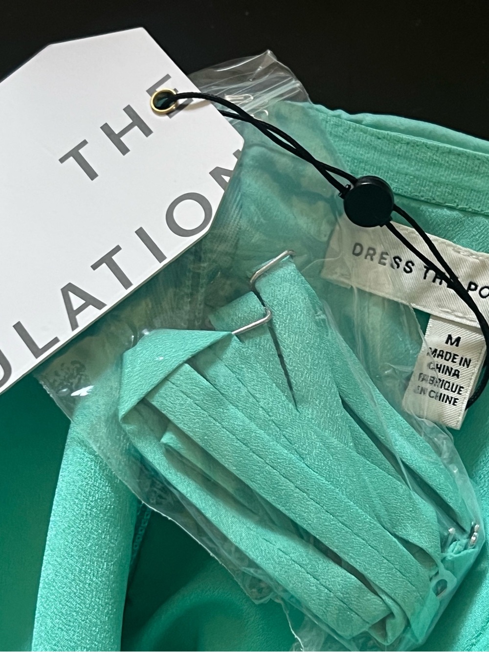 Dress the Population Aqua Strapless Wide-Leg Jumpsuit with Side Ruffle - Picture 3 of 3